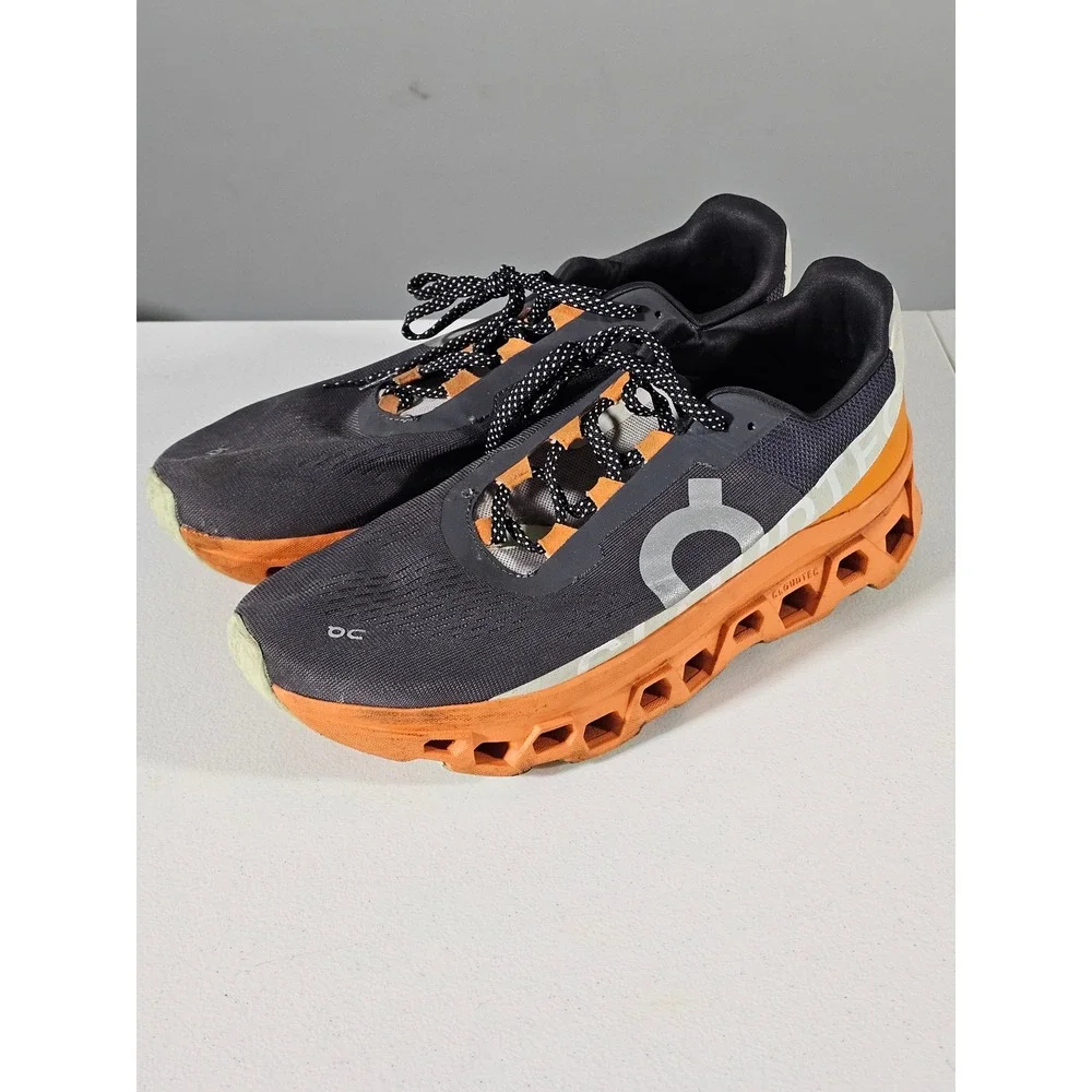 On Cloudmonster Running Shoes Mens 11 Grey Orange CloudTec Sneakers 61.98656